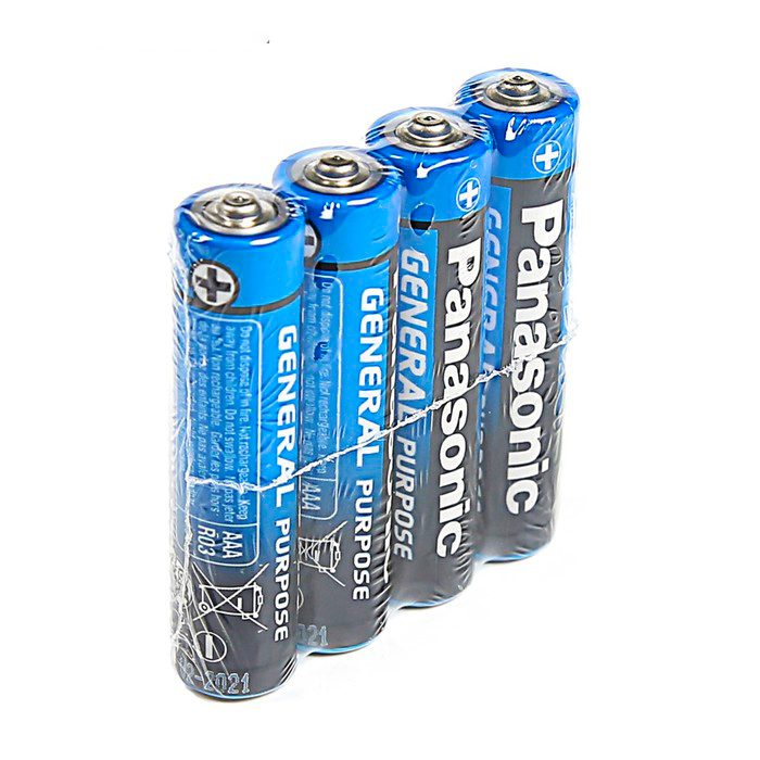 Батарейка солевая Panasonic General Purpose, AAA, R03-4S, 1.5В, спайка, 4 шт.