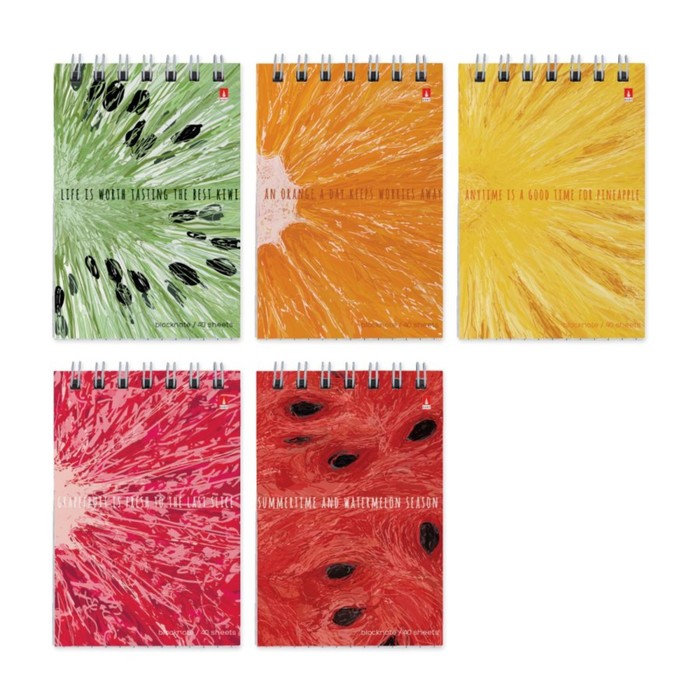 Блокнот А7 40л на гребне EXOTIC FRUITS, обл лам карт, 55г/м2, МИКС