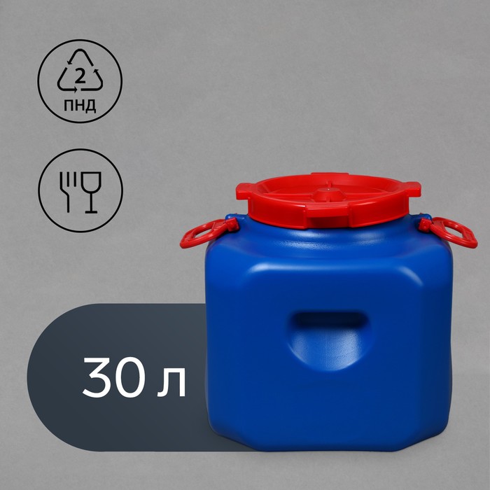 Фляга 30л, пищевая, горловина 19,5 см, 2 ручки, синяя