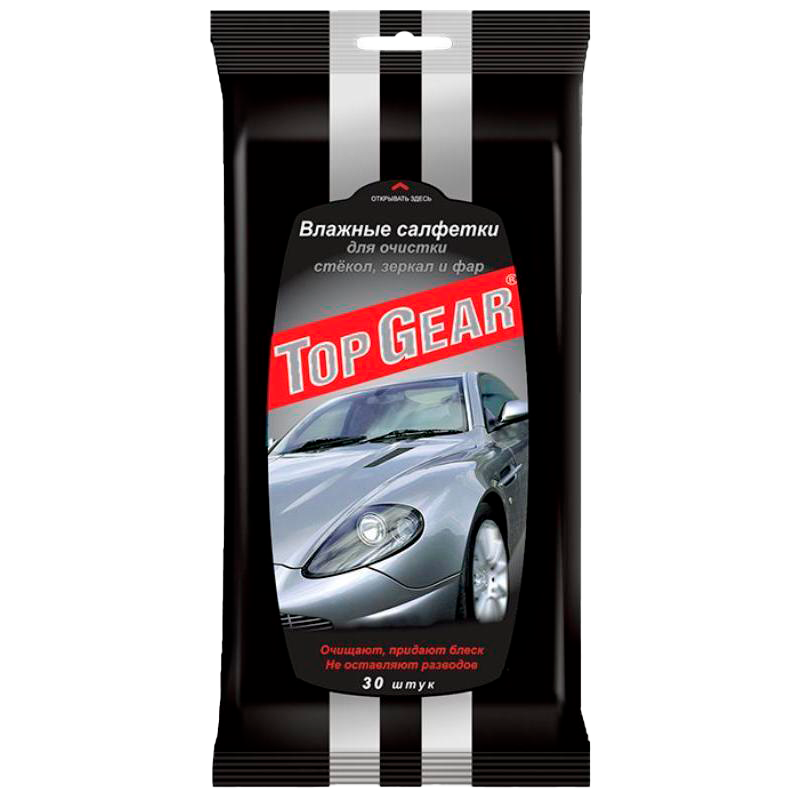 Влажные салфетки Top Gear, для СТЕКОЛ в упаковке 30шт Арт.