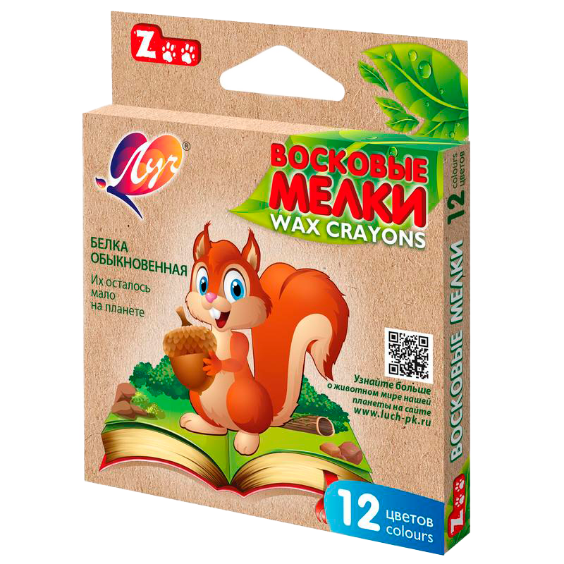 Мелки восковые Луч ZOO 12цв 6гр 8х90 12С 865-08