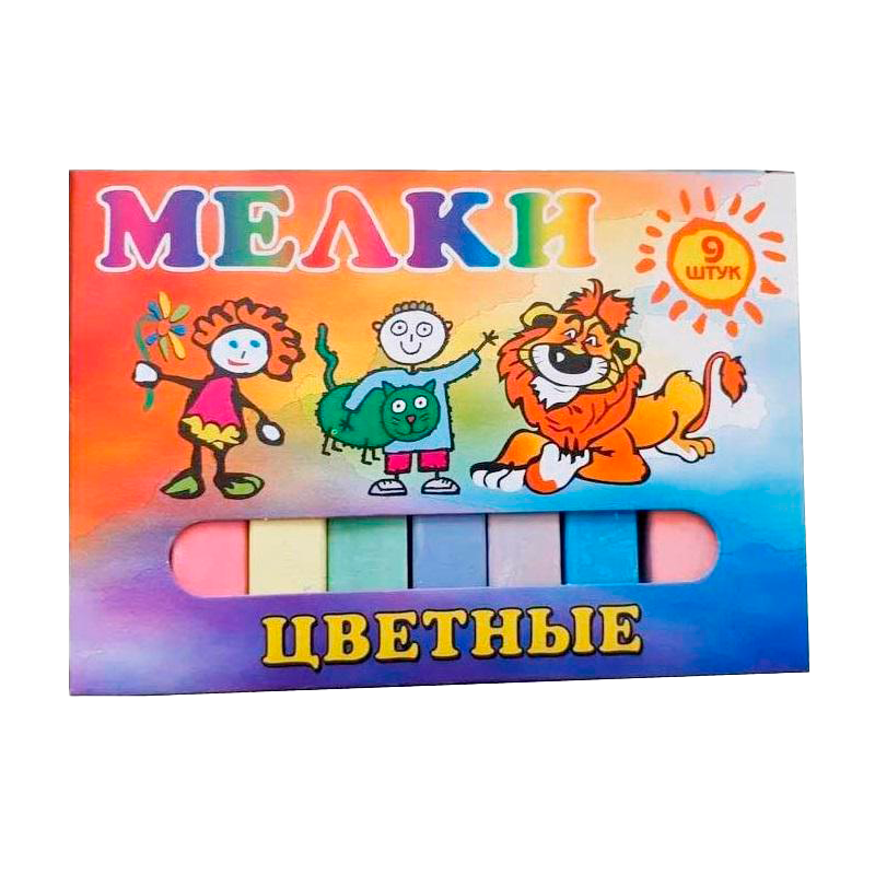 Мел школьный цветной 9 шт., Пегас
