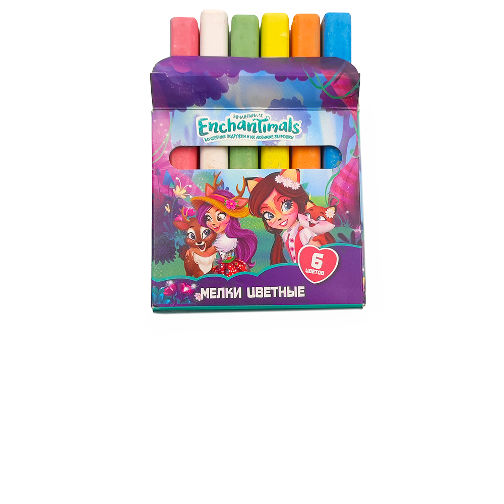 Мел цветной "Enchantimals", 6 шт в упаковке с европодвесом 89101А