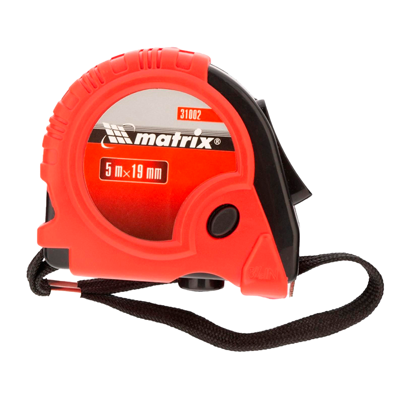 Рулетка MATRIX Rubber 31002, обрезиненный корпус, 5 м х 19 мм