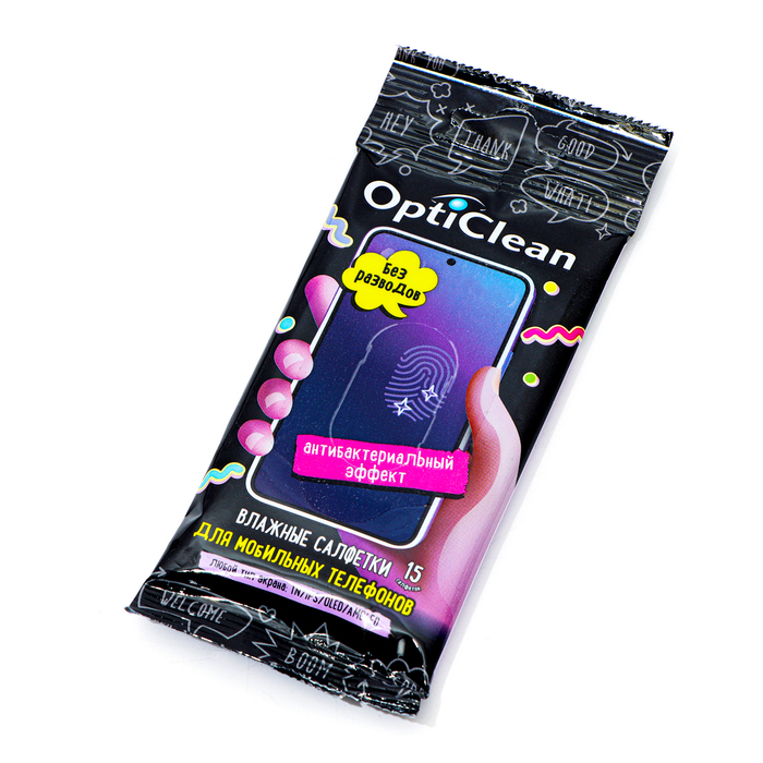 Салфетки влажные «OptiClean» для мобильных телефонов, 15 шт