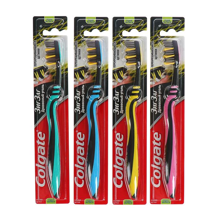 Зубная щетка Colgate Зиг заг "Древесный уголь", средней жесткости